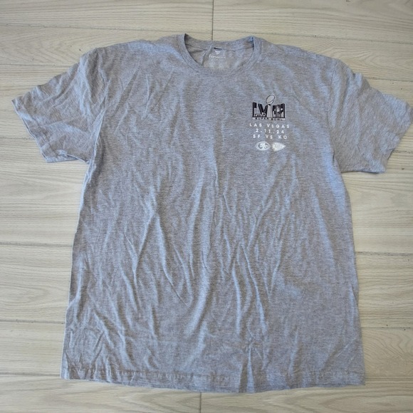 Super Bowl LVIII Las Vegas 49ers Chiefs T-Shirt Mens XL Gray Fanatics‎ NFL - Picture 2 of 6